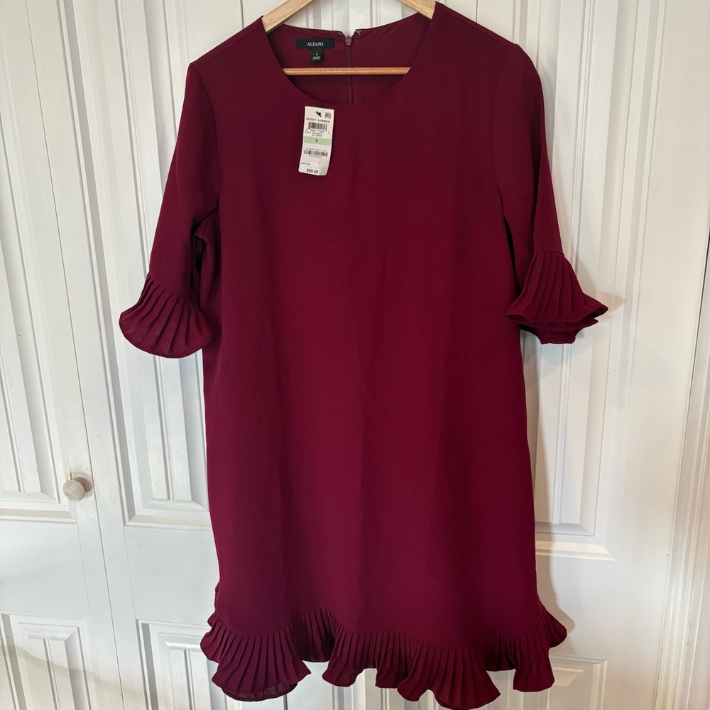 Alfani Purple Ruffe Sleeve Dress Size 8‎
